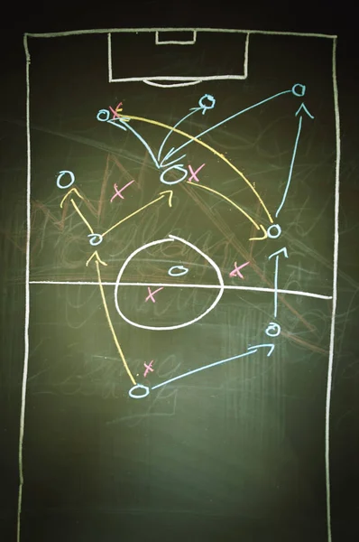 Football Field Chalk Blackboard — Stock Photo, Image