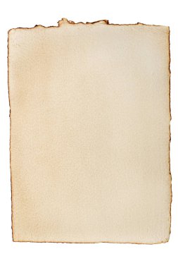 old yellowed paper,empty antique leaf against a white background clipart