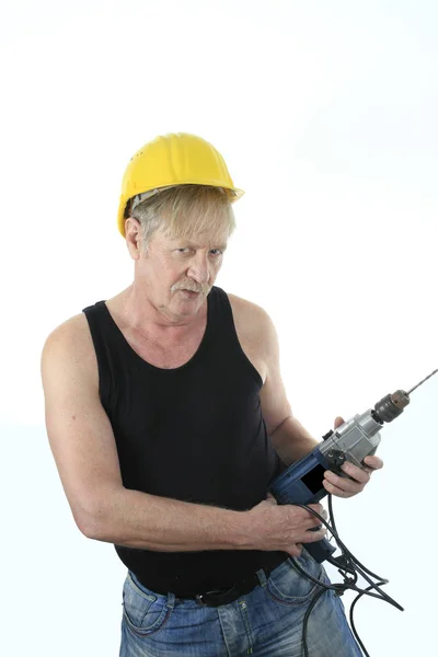 Construction Worker Drill — Stock Photo, Image