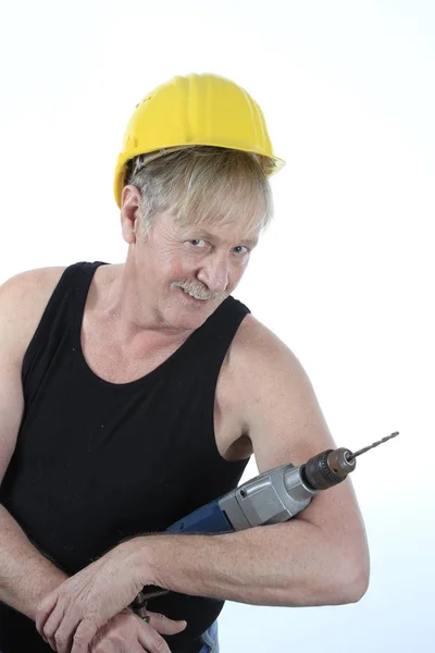Construction Worker Drill — Stock Photo, Image
