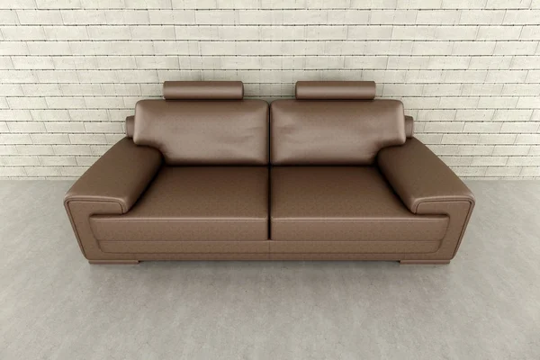 レンダリングされたイラスト 空の部屋のソファ 暗いコンクリート スタイル — ストック写真