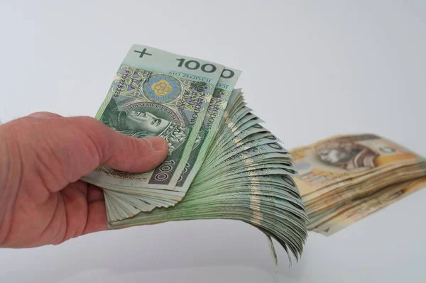 Money Banknotes Held Hand — Stock Photo, Image