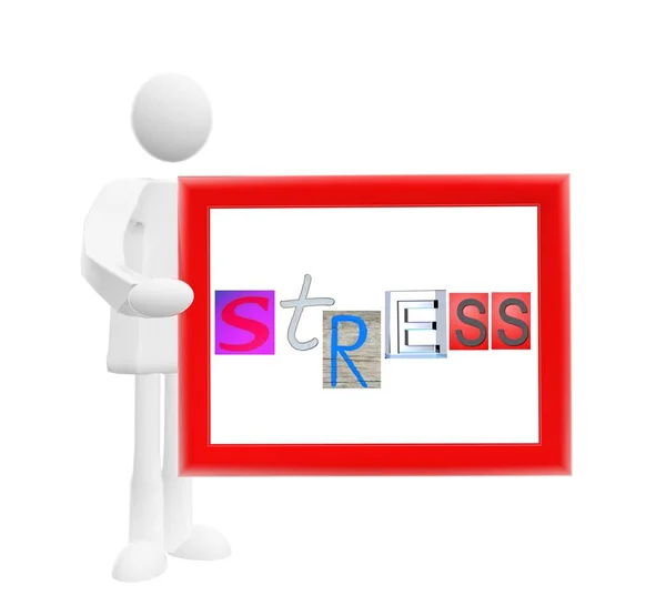 ストレス という記号を持つ人物の3Dイラスト — ストック写真