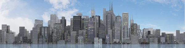 想像力豊かな大都市のスカイラインが — ストック写真