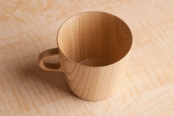 Taza Café Vacía Sobre Fondo Madera —  Fotos de Stock