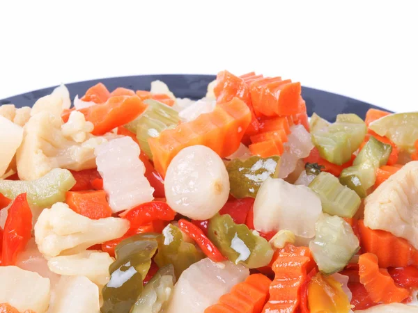 Verduras Mixtas Utilizadas Ensalada Rusa Incluidas Las Zanahorias Nabos Calabacines — Foto de Stock