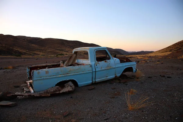 Auto Schiantata Nel Deserto Della Namibia Montagne Del Brandberg Namibia — Foto Stock