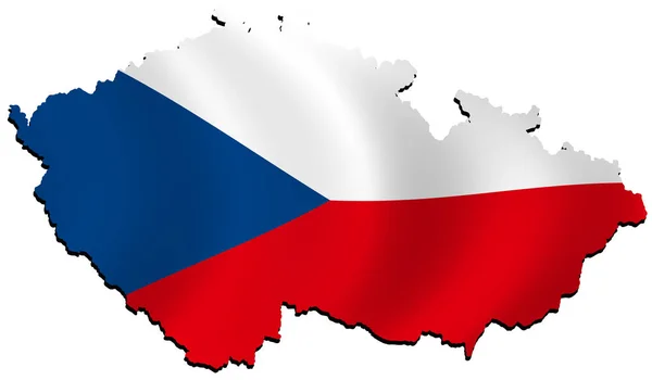Karte Der Tschechischen Republik Gefüllt Mit Nationalflagge Und Schatten Effekt — Stockfoto