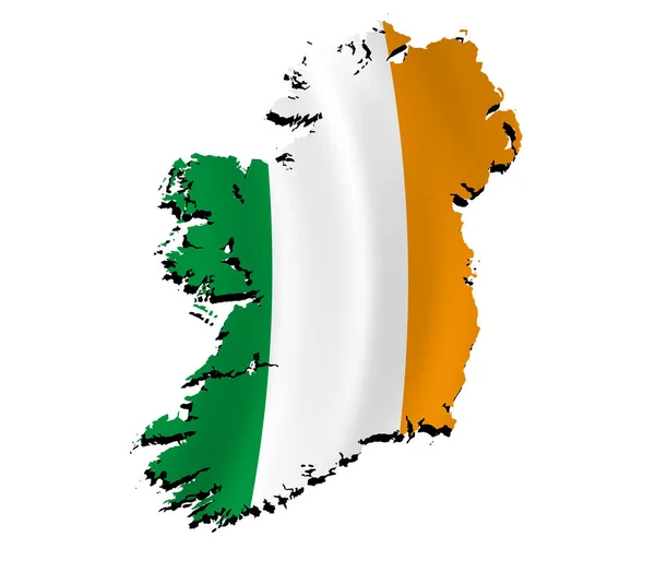 Карта Ірландії Заповнена Національним Прапором Відтінком Ефект — стокове фото