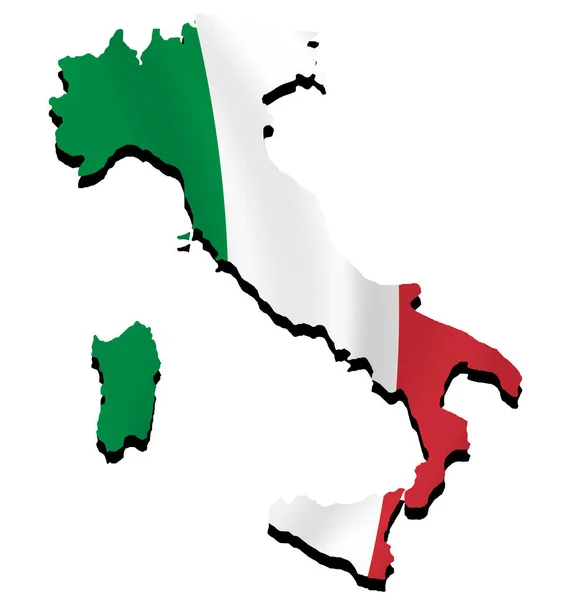 Mappa Dell Italia Piena Bandiera Nazionale Ombra Effetto — Foto Stock