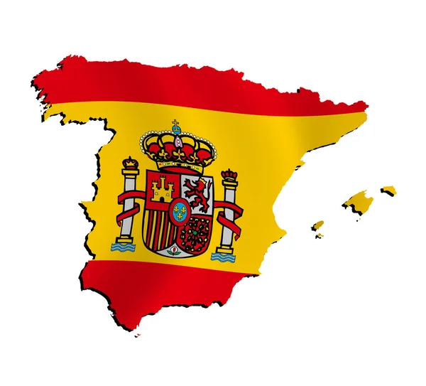 Kaart Van Spanje Gevuld Met Nationale Vlag Schaduw Effect — Stockfoto