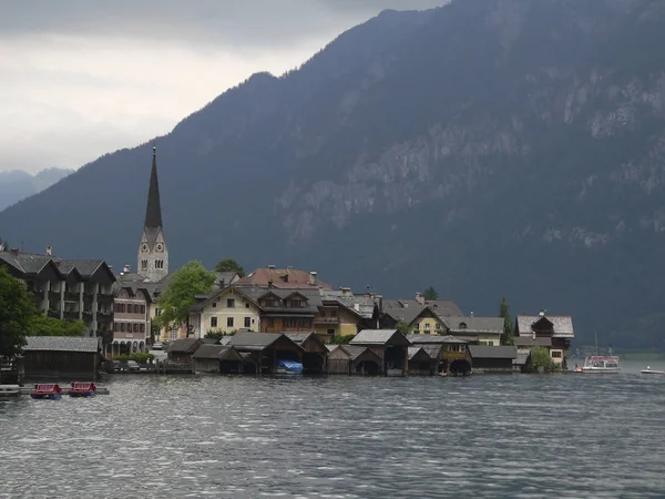 Dramatyczne Niebo Hallstatt Austria Okresie Letnim — Zdjęcie stockowe