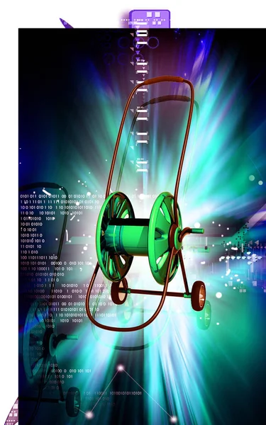 Digital Illustration Hose Reel Trolley Colour Background — ストック写真