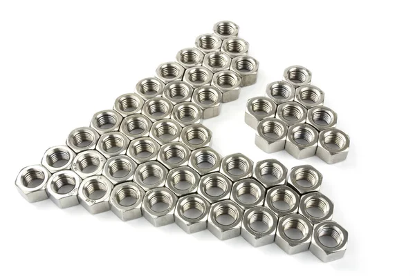 Hexagonal Nuts White Background — Stock Photo, Image