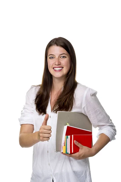 Young Woman Holding Notebook — Stock Photo, Image
