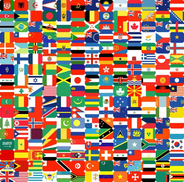 Kompletter Satz Flaggen Der Welt Alphabetisch Sortiert Mit Offiziellen Farben — Stockfoto