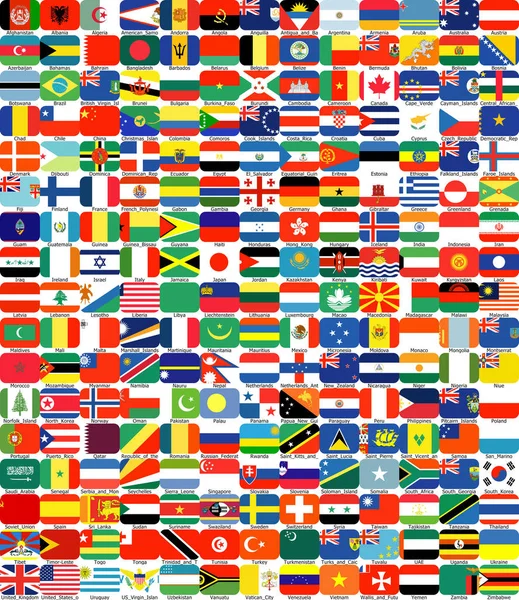 Kompletny Zestaw Flag Świata Posortowane Alfabetycznie Oficjalnymi Kolorami — Zdjęcie stockowe