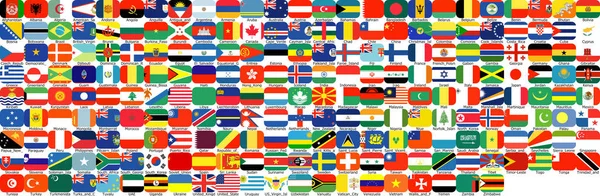 Complete Set Vlaggen Van Wereld Alfabetisch Gesorteerd Met Officiële Kleuren — Stockfoto