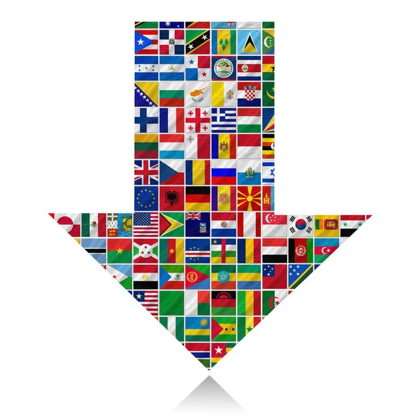 Dünyanın Bayrakları Resmi Renklerle Alfabetik Olarak Sıralanır — Stok fotoğraf