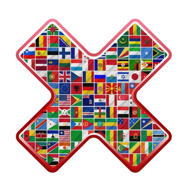 Алфавітному Порядку Відсортовані Прапори Світу — стокове фото