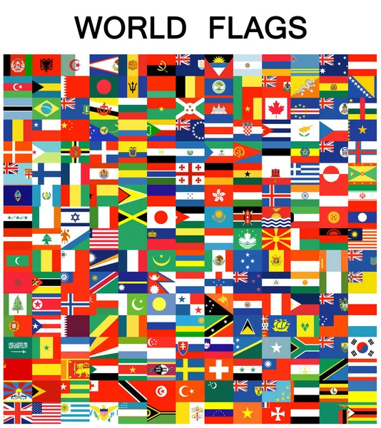 Complete Set Vlaggen Van Wereld Alfabetisch Gesorteerd Met Officiële Kleuren — Stockfoto