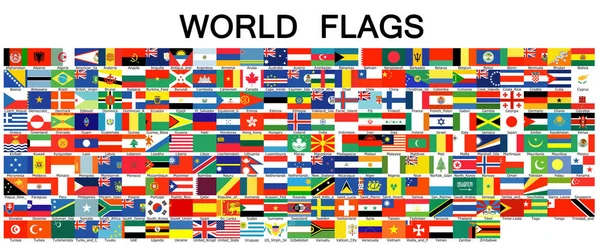 Полный Набор Флагов Мира Отсортированный Алфавиту Официальными Цветами — стоковое фото