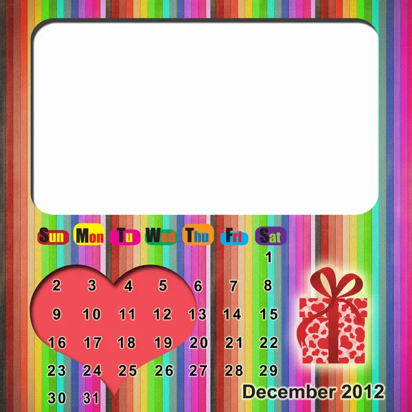 Calendario 2012 Con Corazones Brillantes —  Fotos de Stock