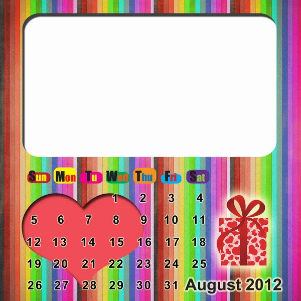 Calendário 2012 Com Corações Cintilantes — Fotografia de Stock