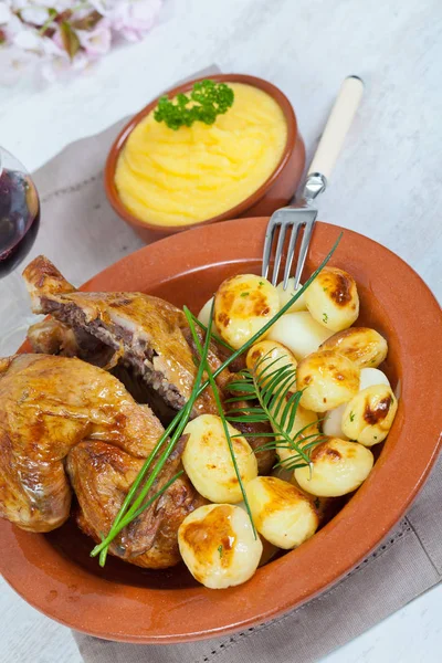 Tasty Chicken Roasted Potatoes — Stock Photo, Image