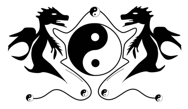 Dragon Avec Symbole Yingyang — Photo