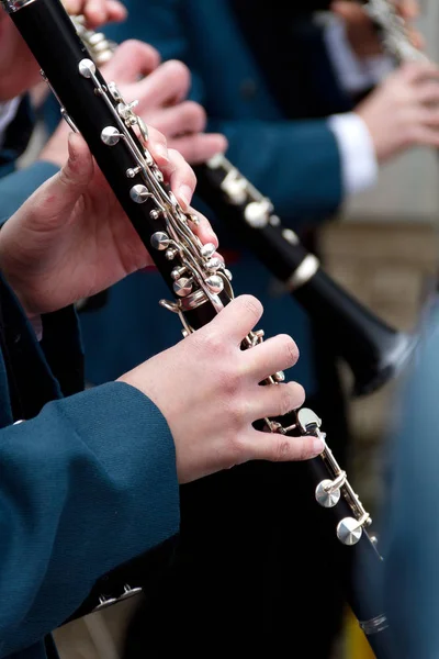 Gros Plan Musicien Jouant Saxophone — Photo