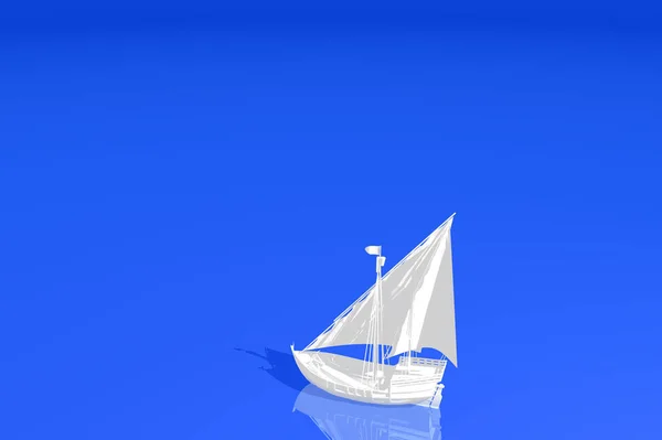 Bílá Plachetnice Modré Obloze Pozadí — Stock fotografie