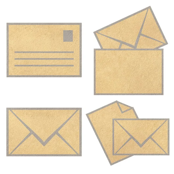 Brown Vintage Envelope Med Tomt Papper Vitt — Stockfoto