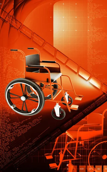 Cyfrowe Ilustracje Wózka Inwalidzkiego Tle Koloru — Zdjęcie stockowe