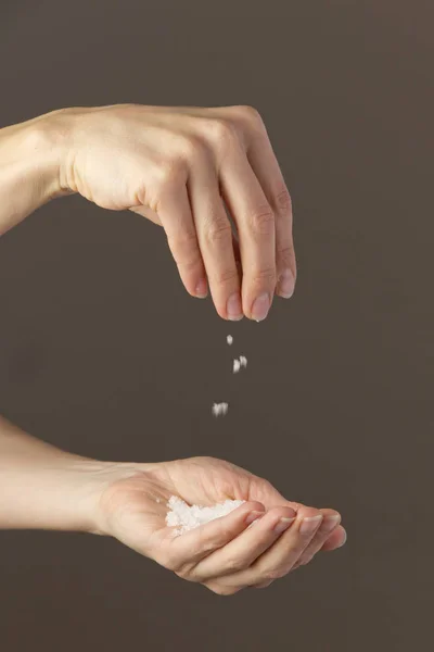 Close Woman Hand Holding Glass Water Black Background — Stock Photo, Image