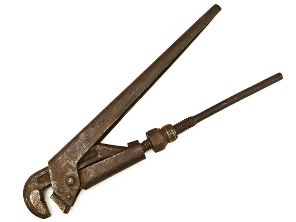 Photo Old Rusty Extension Wrench White Backgroud — Stock Photo, Image