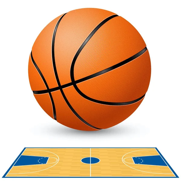 Basket Och Basketplan Illustration Vit Bakgrund — Stockfoto