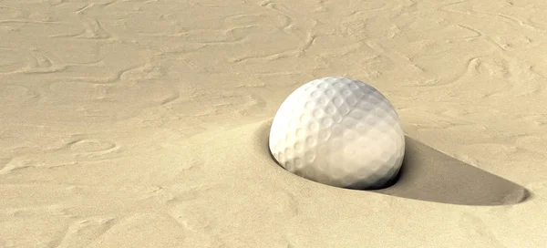 Egy Golflabda Bedugva Egy Homokbunkerbe — Stock Fotó