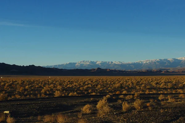 Manhã Cedo Nevadas Deserto Alto Com Montanhas Nevadas — Fotografia de Stock