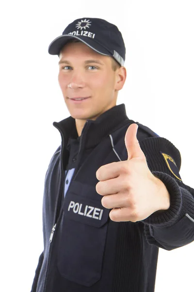 Polis Uniform Håller Tummen Upp — Stockfoto