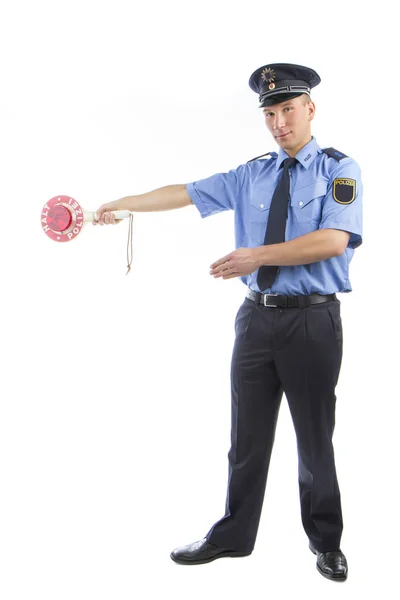 Porträtt Ung Man Uniform Med Pistol — Stockfoto