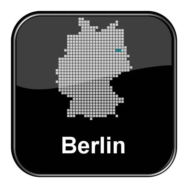 Botão Brilhante Preto Berlin Estado — Fotografia de Stock