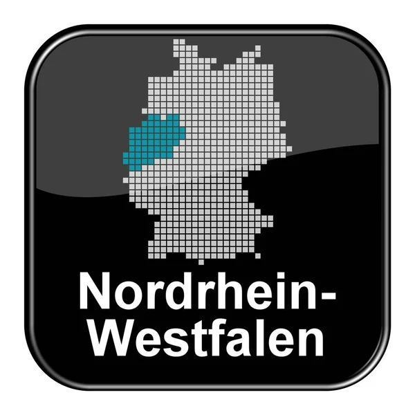 Lesklé Tlačítko Černé Stav Nordrhein Westfalen — Stock fotografie