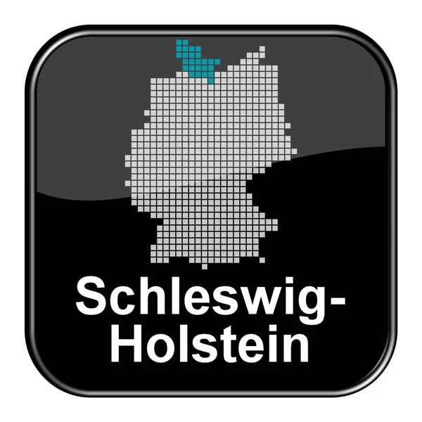 Botão Brilhante Preto Schleswig Holstein — Fotografia de Stock