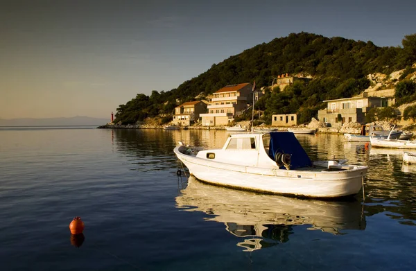 Een Mooi Panorama Genomen Uit Dock Kroatië Zee Landschap Tijdens — Stockfoto