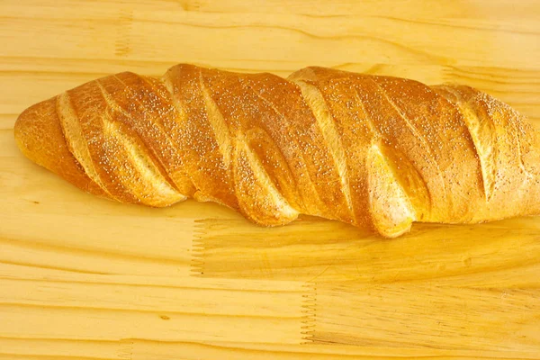 Ψωμί Ξύλινο Φόντο — Φωτογραφία Αρχείου