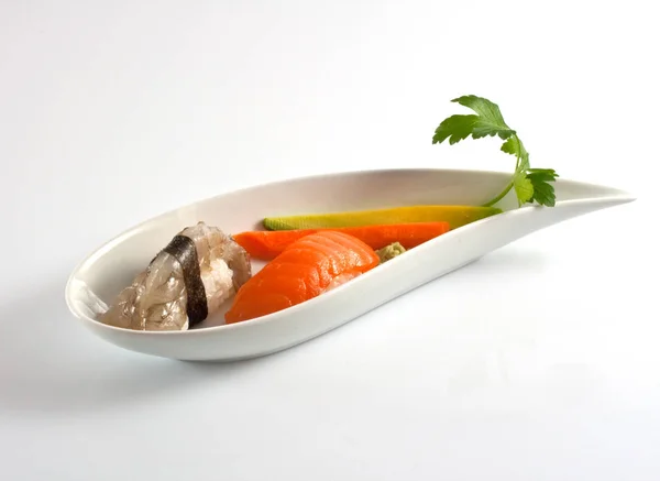 Sushi Shrimp Nighiri Auf Weiß — Stockfoto