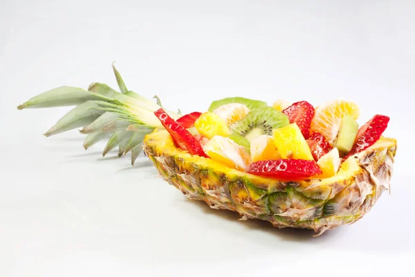 Fruit salad inside a pineapple