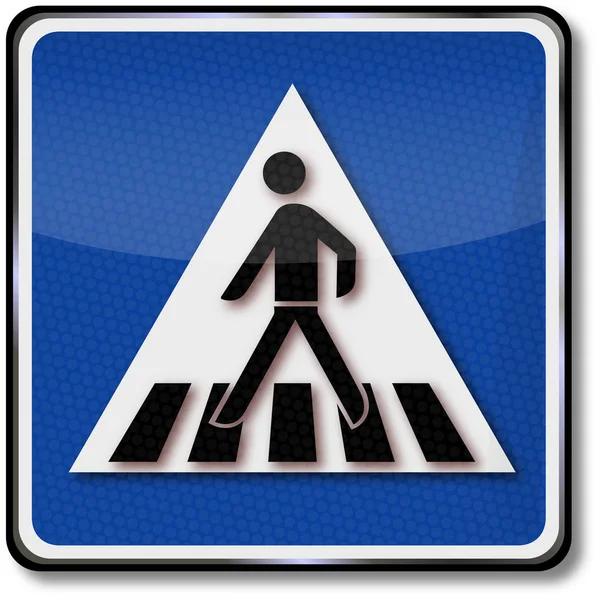 Znak Drogowy Niebieski Sygnał Ostrzegawczy — Zdjęcie stockowe