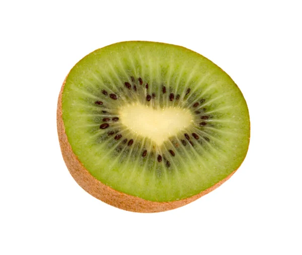 Section Kiwi Fruit Heart Middle Isolated White Background — Stock Photo, Image